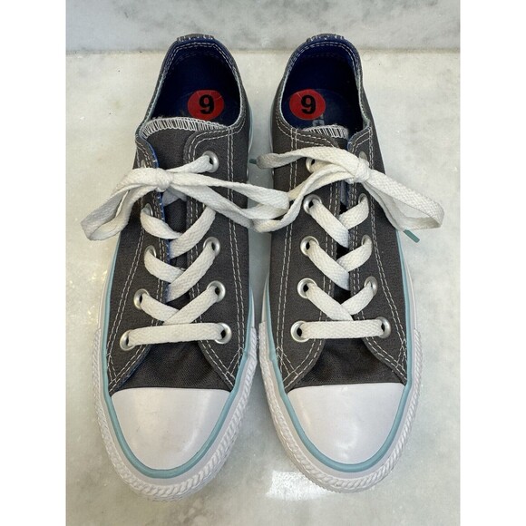 Converse All Star Lo Shoes, Double Tongue, Women's Size 6 Gray W/ Aqua Blue - Picture 3 of 11